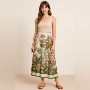 Super Natural by Secret Mission Jacquard Georgette Sandra Maxi Skirt M NWT